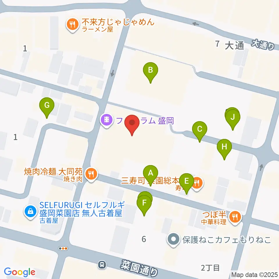フォーラム盛岡周辺の駐車場・コインパーキング一覧地図