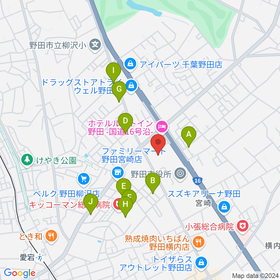 野田ガスホール周辺の駐車場・コインパーキング一覧地図