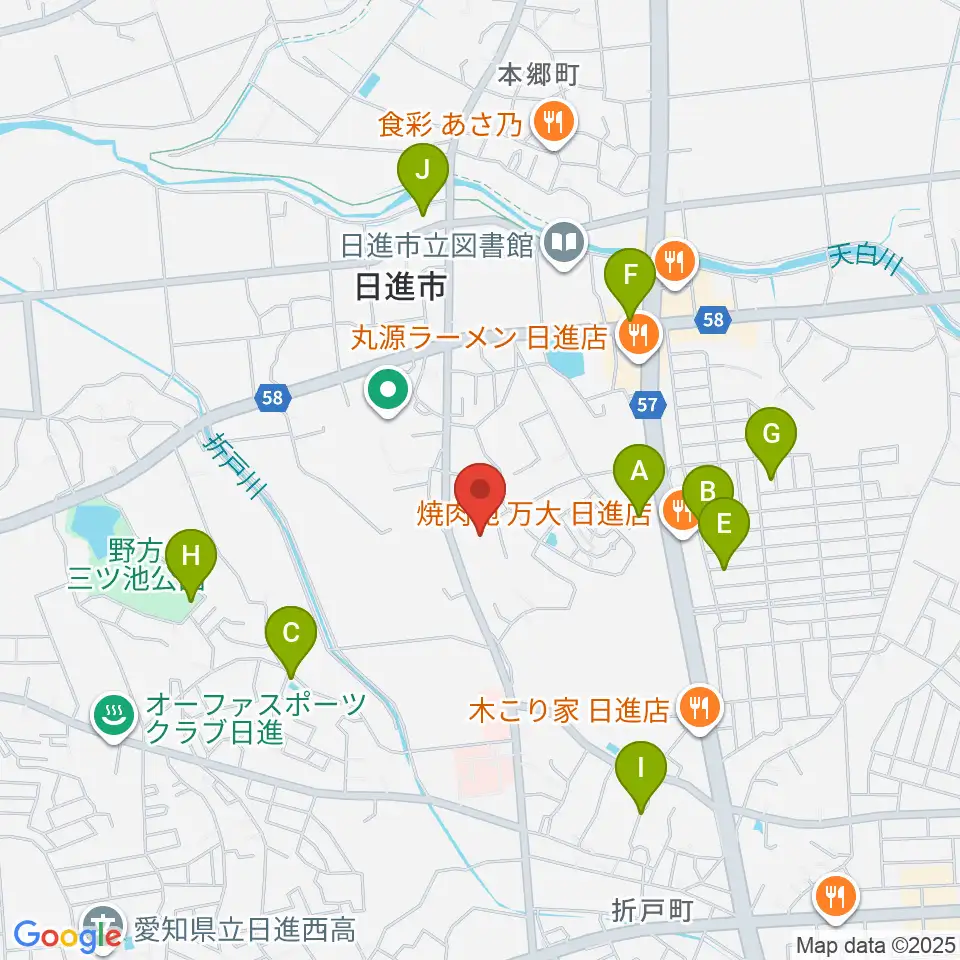 日進市民会館周辺の駐車場・コインパーキング一覧地図