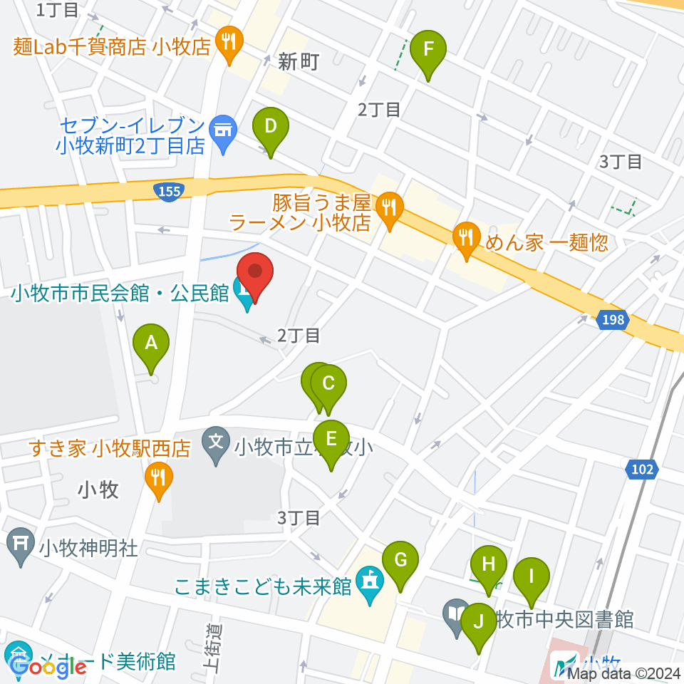 小牧市市民会館周辺の駐車場・コインパーキング一覧地図