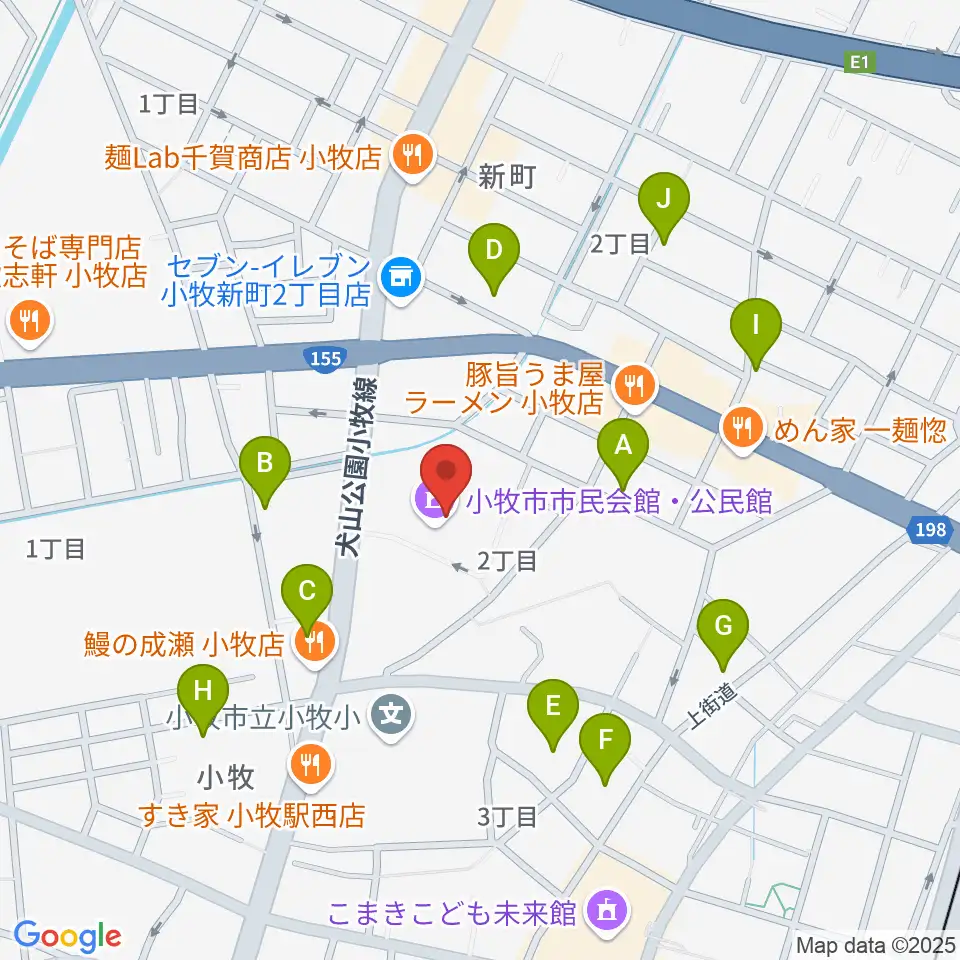 小牧市市民会館周辺の駐車場・コインパーキング一覧地図
