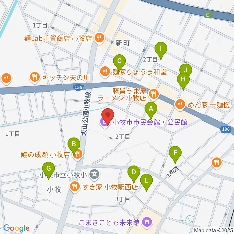 小牧市市民会館周辺の駐車場・コインパーキング一覧地図