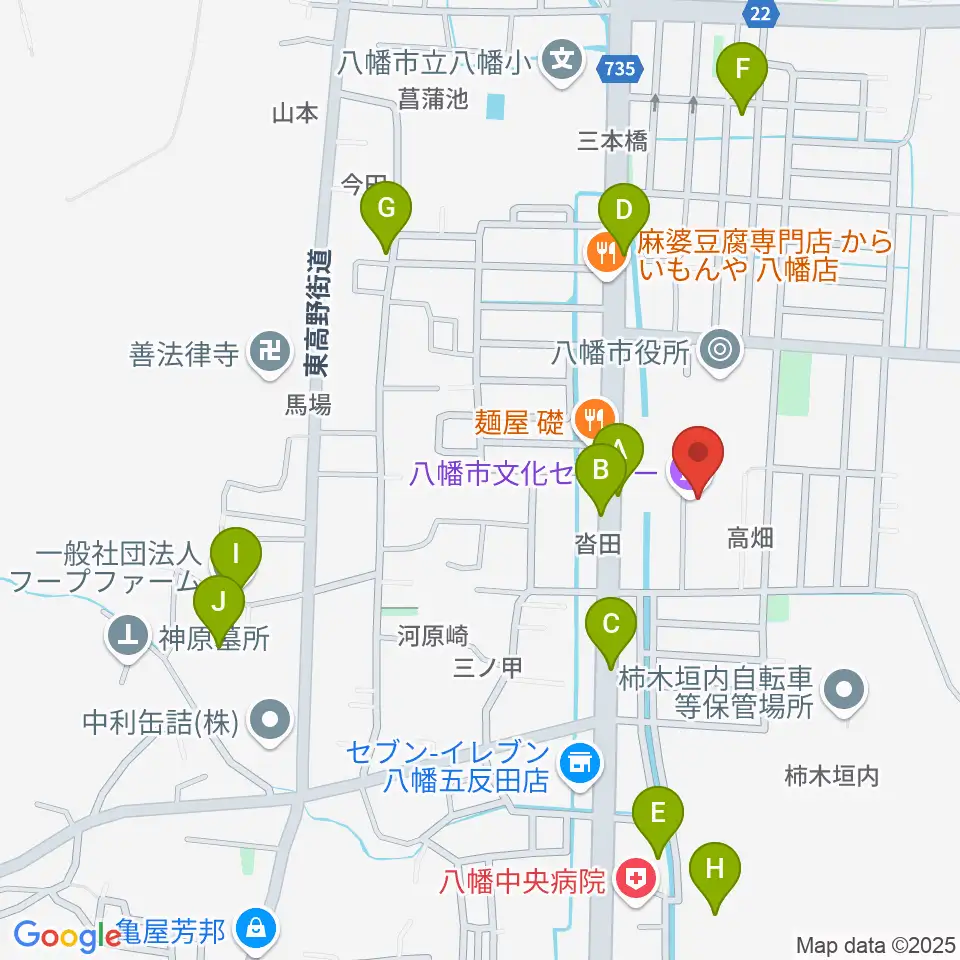 八幡市文化センター周辺の駐車場・コインパーキング一覧地図