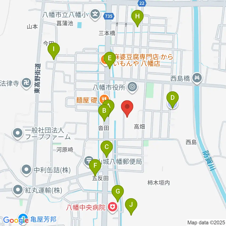 八幡市文化センター周辺の駐車場・コインパーキング一覧地図