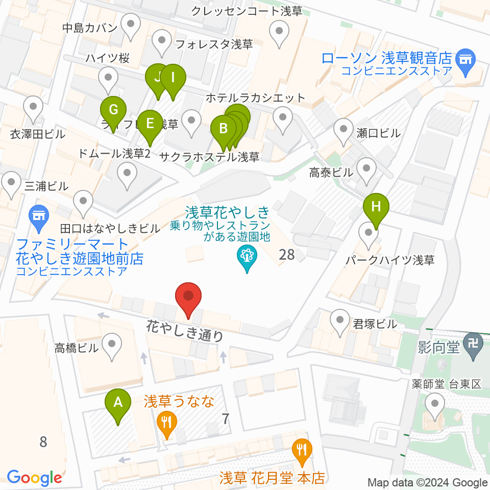 浅草花劇場周辺の駐車場・コインパーキング一覧地図