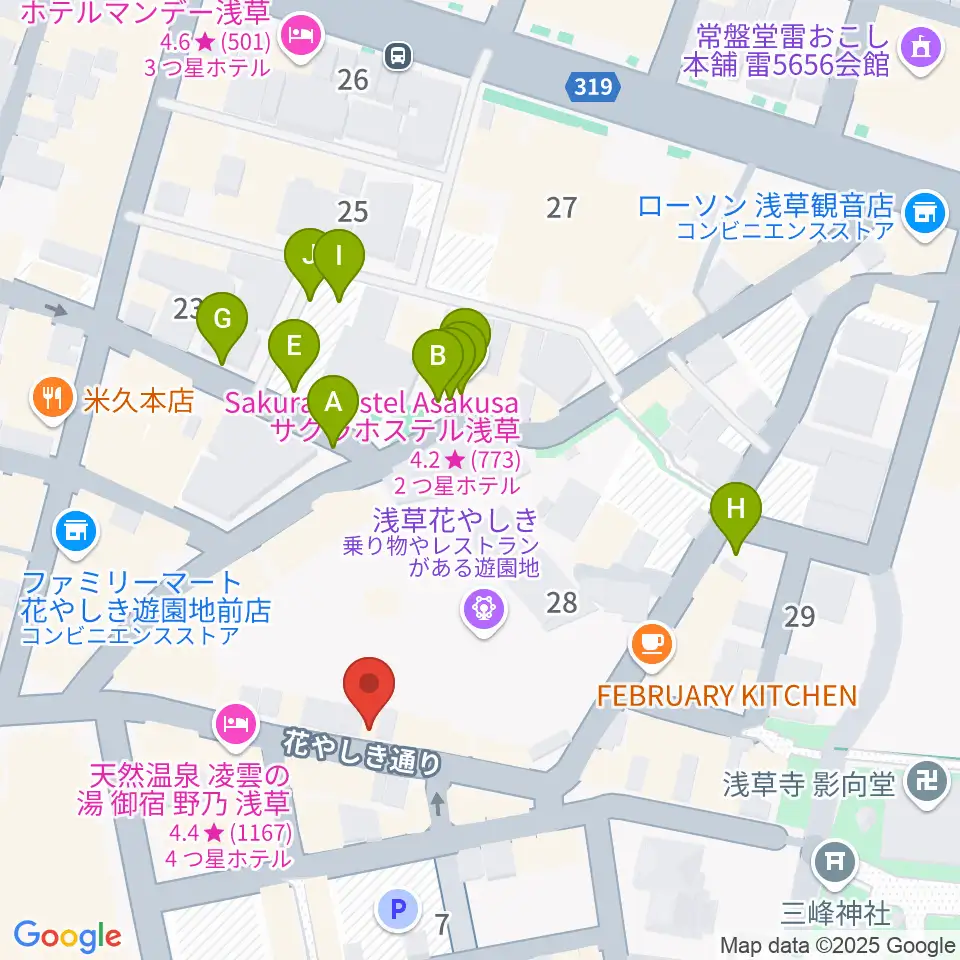 浅草花劇場周辺の駐車場・コインパーキング一覧地図
