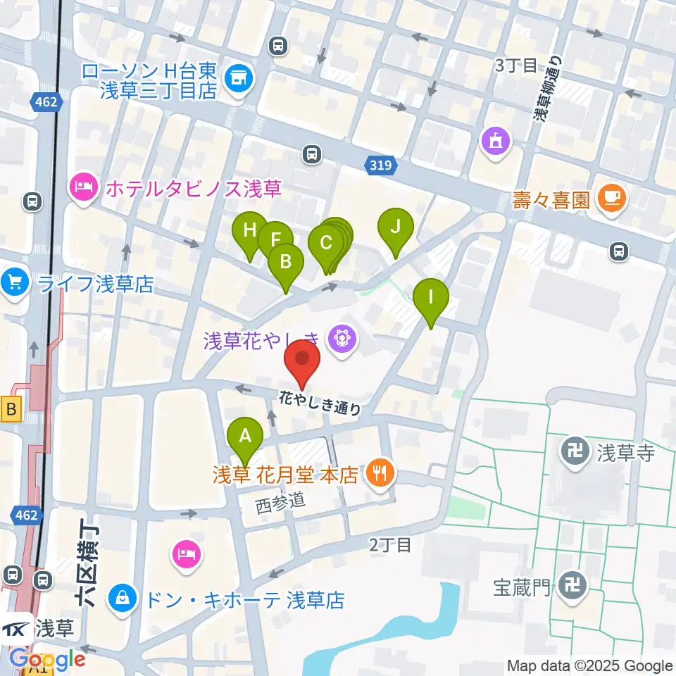 浅草花劇場周辺の駐車場・コインパーキング一覧地図