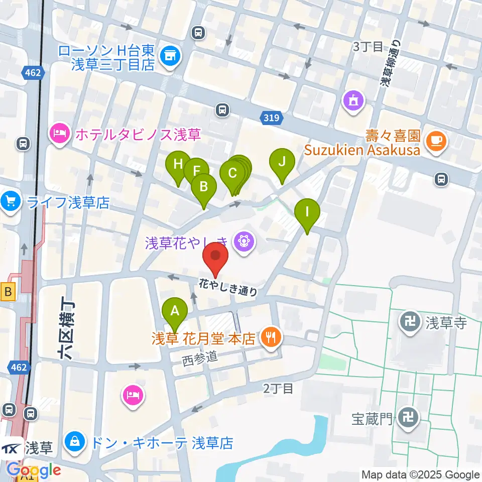 浅草花劇場周辺の駐車場・コインパーキング一覧地図