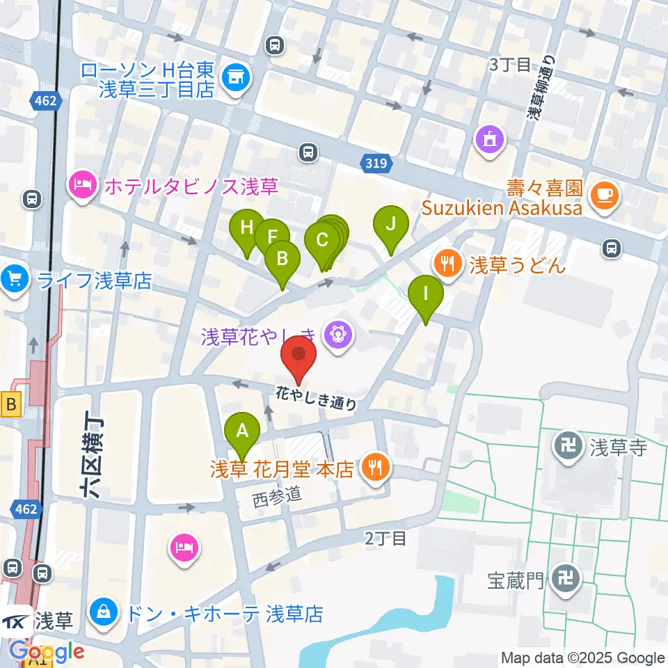浅草花劇場周辺の駐車場・コインパーキング一覧地図