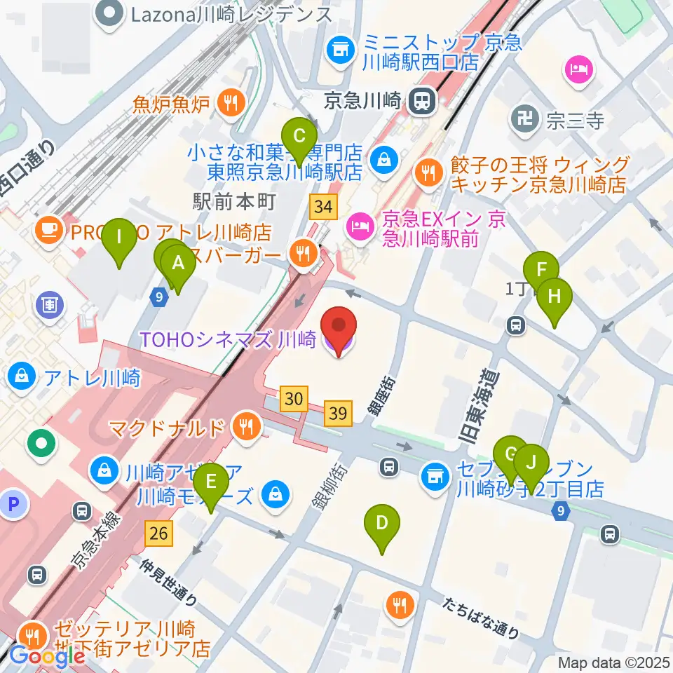 TOHOシネマズ川崎周辺の駐車場・コインパーキング一覧地図