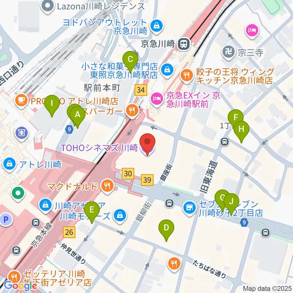TOHOシネマズ川崎周辺の駐車場・コインパーキング一覧地図