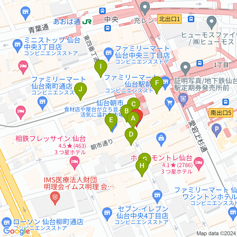 TOHOシネマズ仙台周辺の駐車場・コインパーキング一覧地図