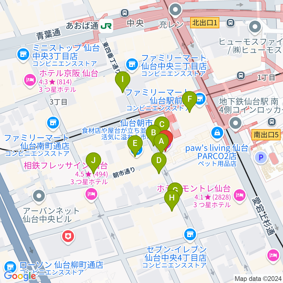 TOHOシネマズ仙台周辺の駐車場・コインパーキング一覧地図