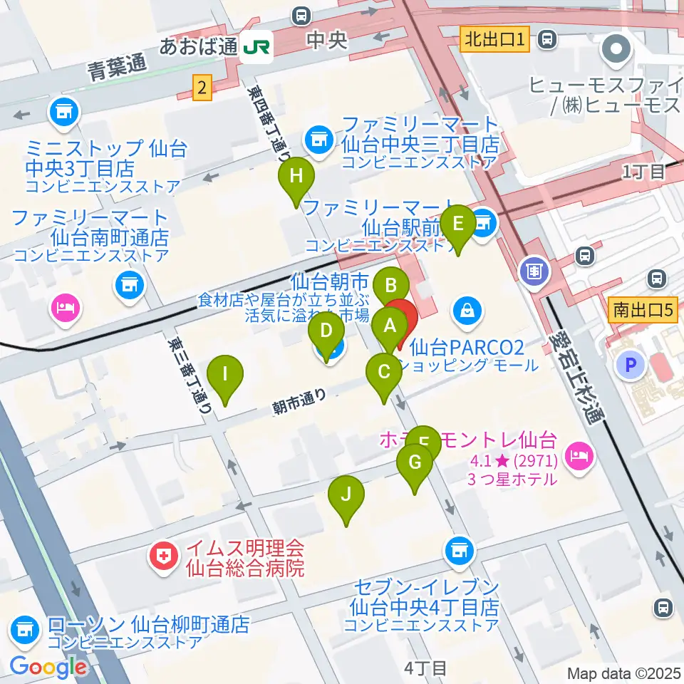TOHOシネマズ仙台周辺の駐車場・コインパーキング一覧地図