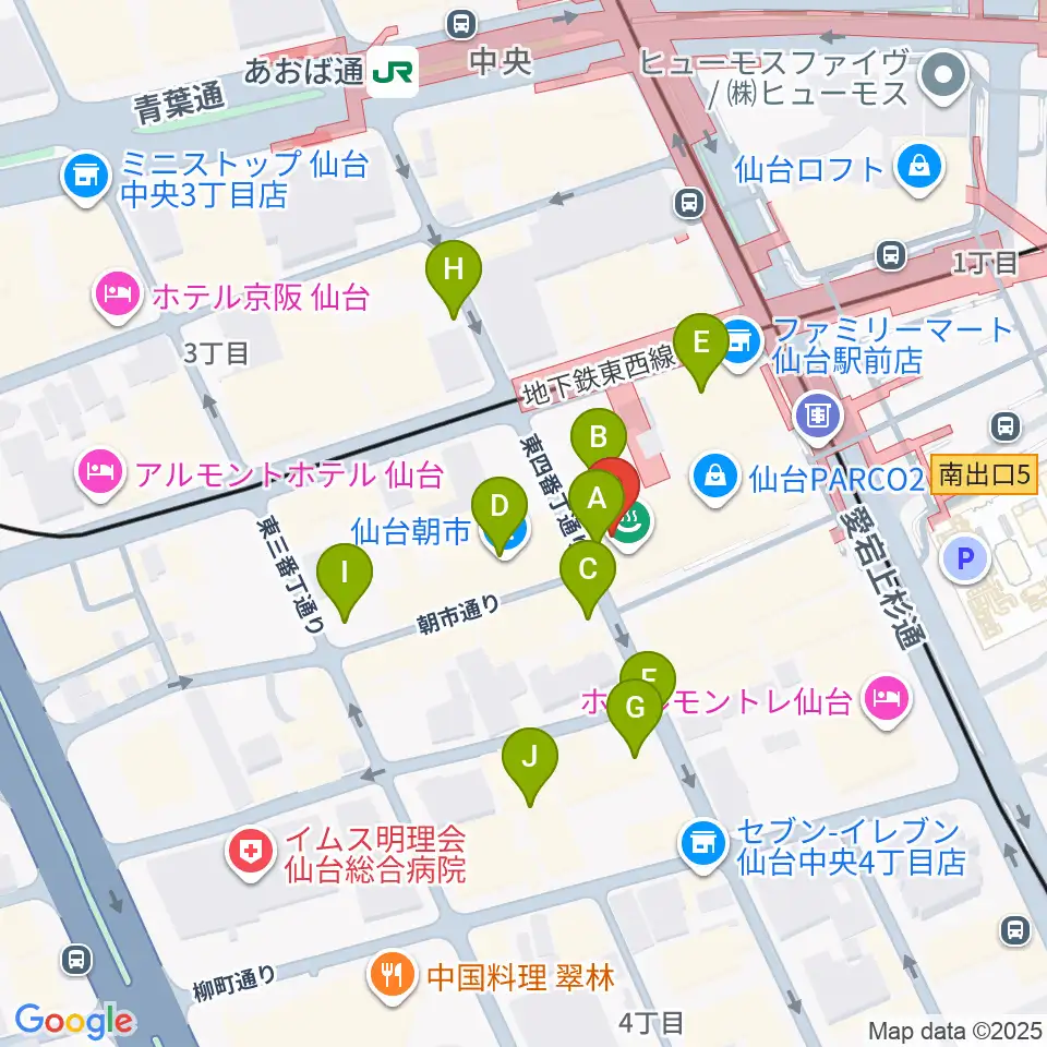 TOHOシネマズ仙台周辺の駐車場・コインパーキング一覧地図