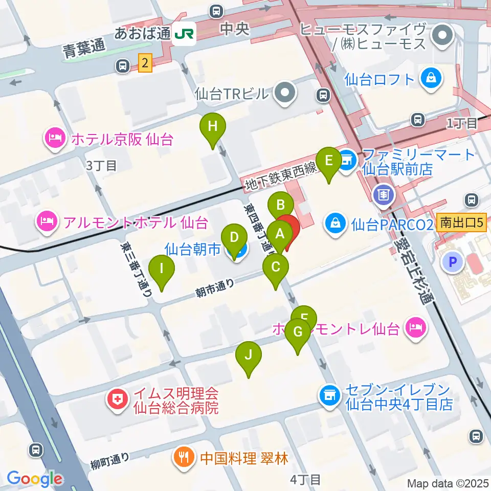 TOHOシネマズ仙台周辺の駐車場・コインパーキング一覧地図