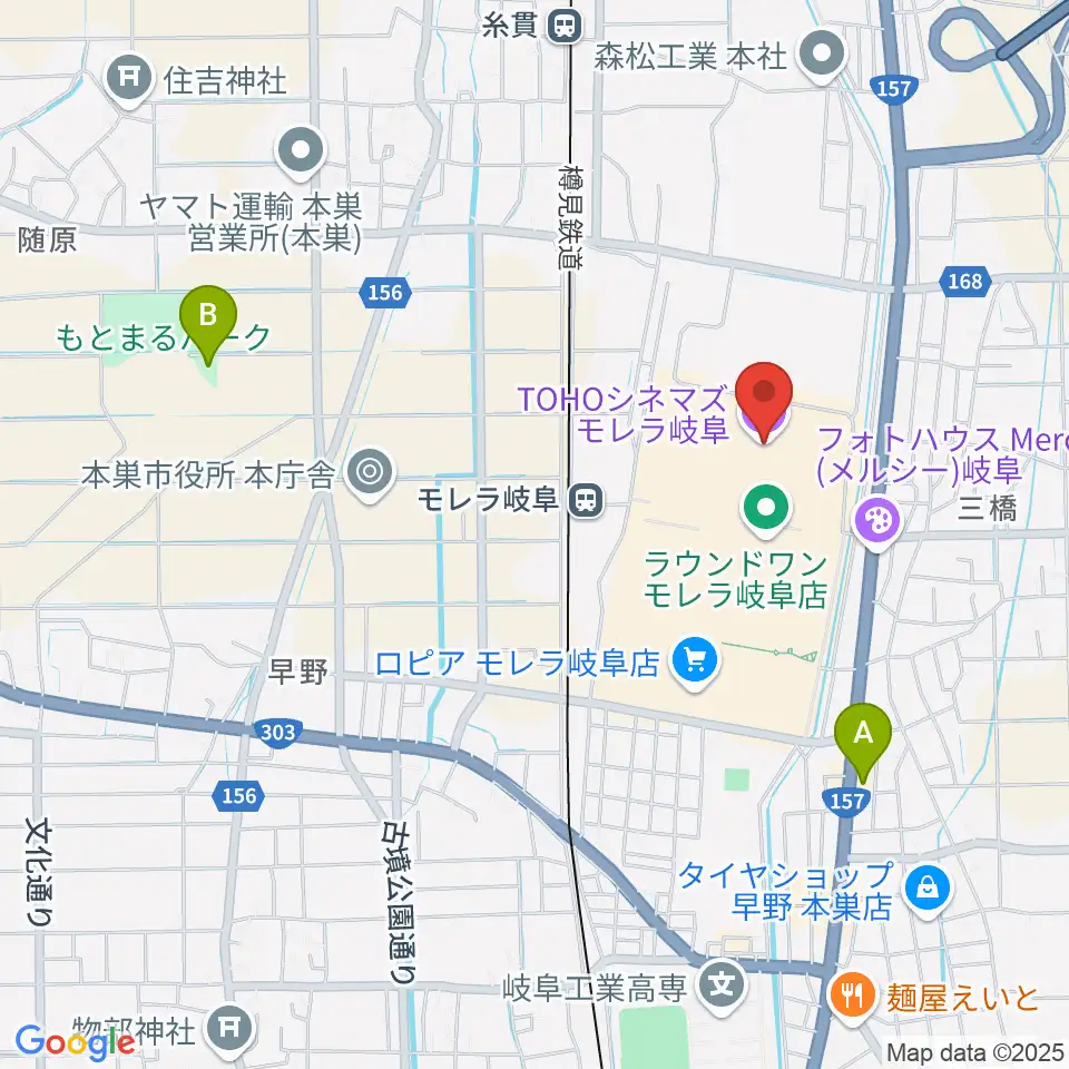 TOHOシネマズ モレラ岐阜周辺の駐車場・コインパーキング一覧地図