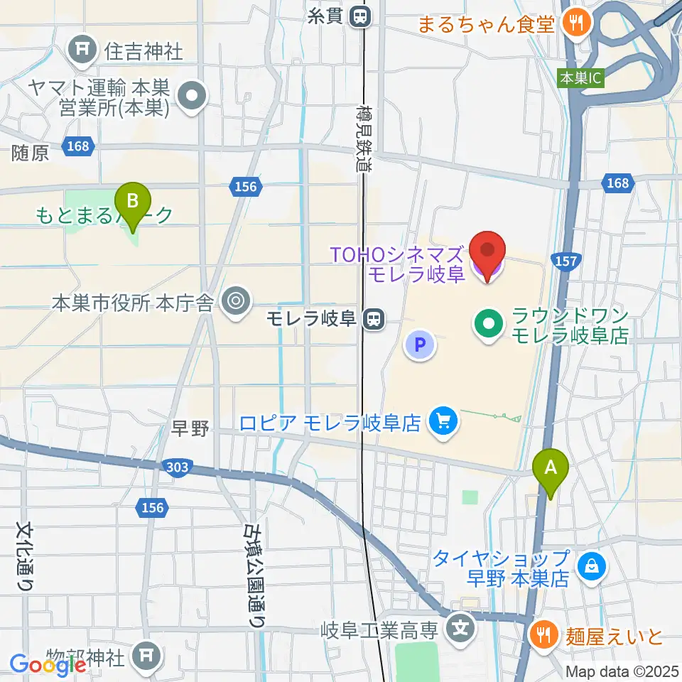 TOHOシネマズ モレラ岐阜周辺の駐車場・コインパーキング一覧地図