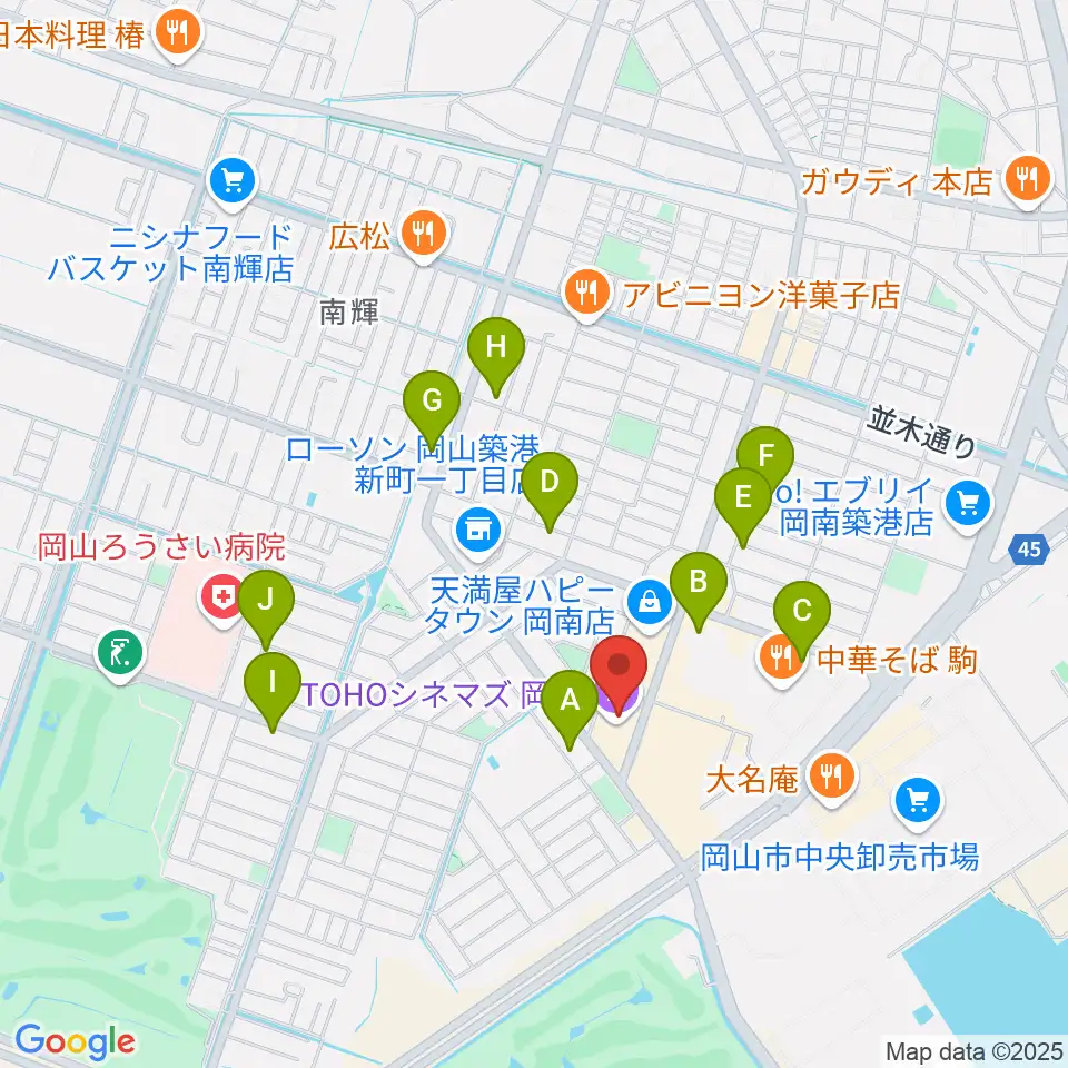 TOHOシネマズ岡南周辺の駐車場・コインパーキング一覧地図
