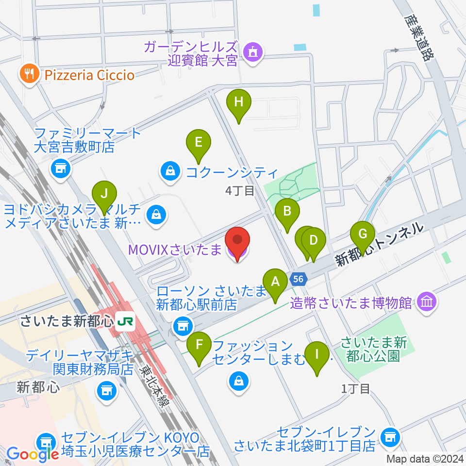 MOVIXさいたま周辺の駐車場・コインパーキング一覧地図