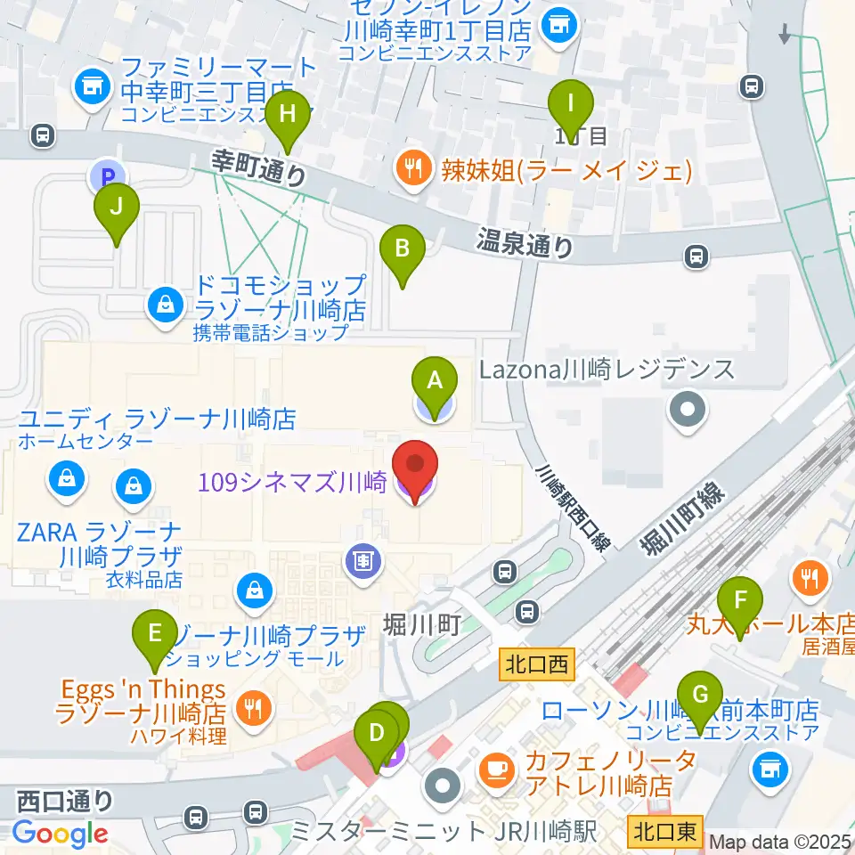 109シネマズ川崎周辺の駐車場・コインパーキング一覧地図