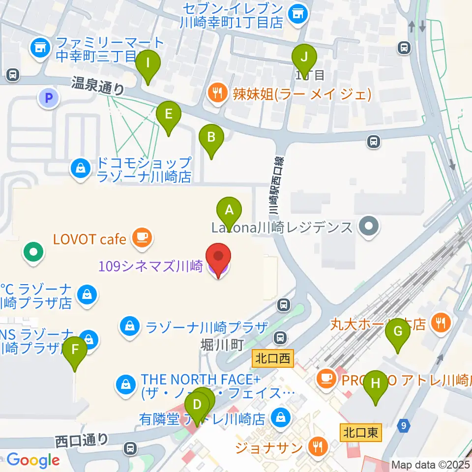 109シネマズ川崎周辺の駐車場・コインパーキング一覧地図