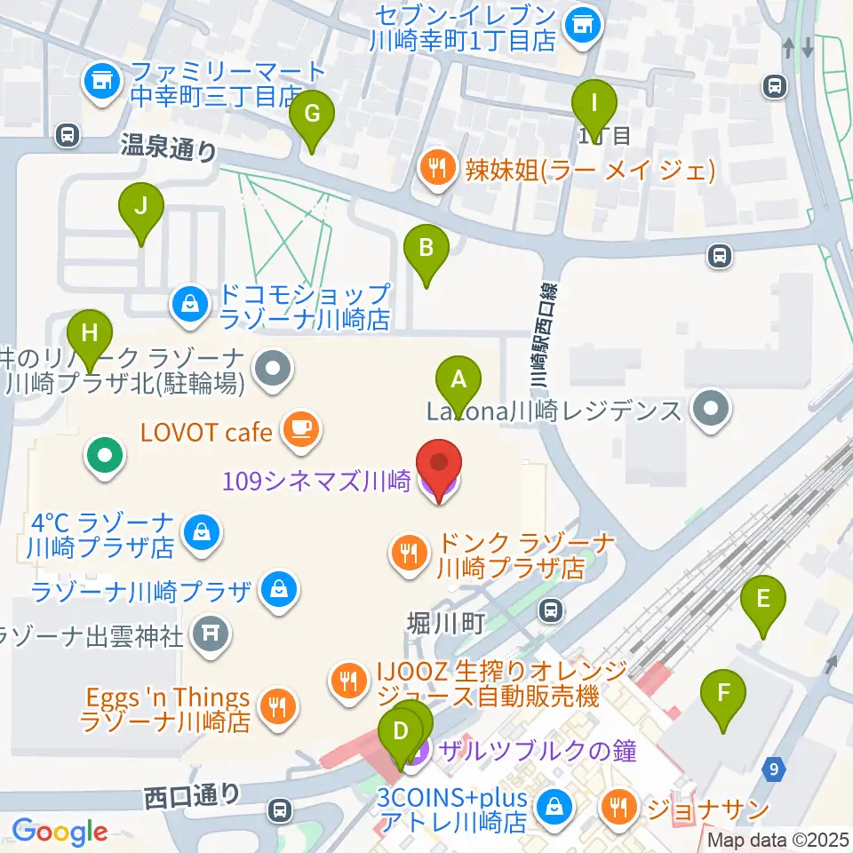 109シネマズ川崎周辺の駐車場・コインパーキング一覧地図