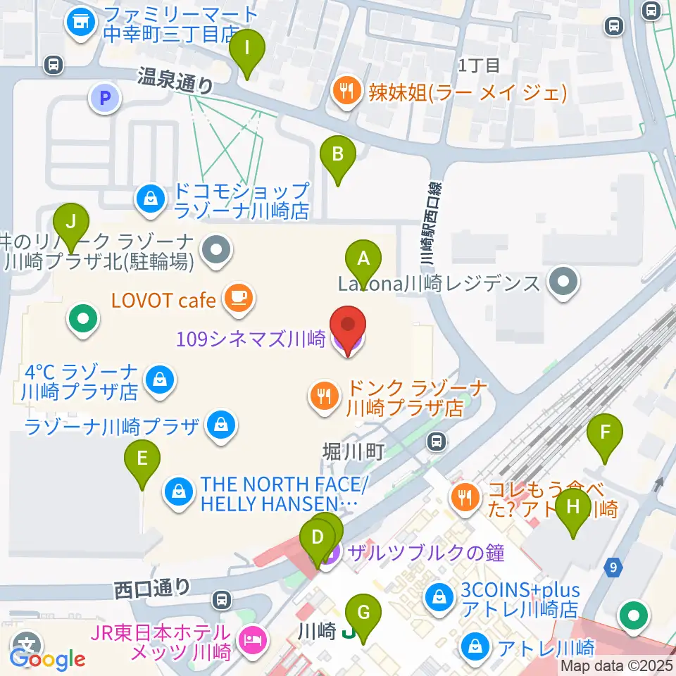 109シネマズ川崎周辺の駐車場・コインパーキング一覧地図