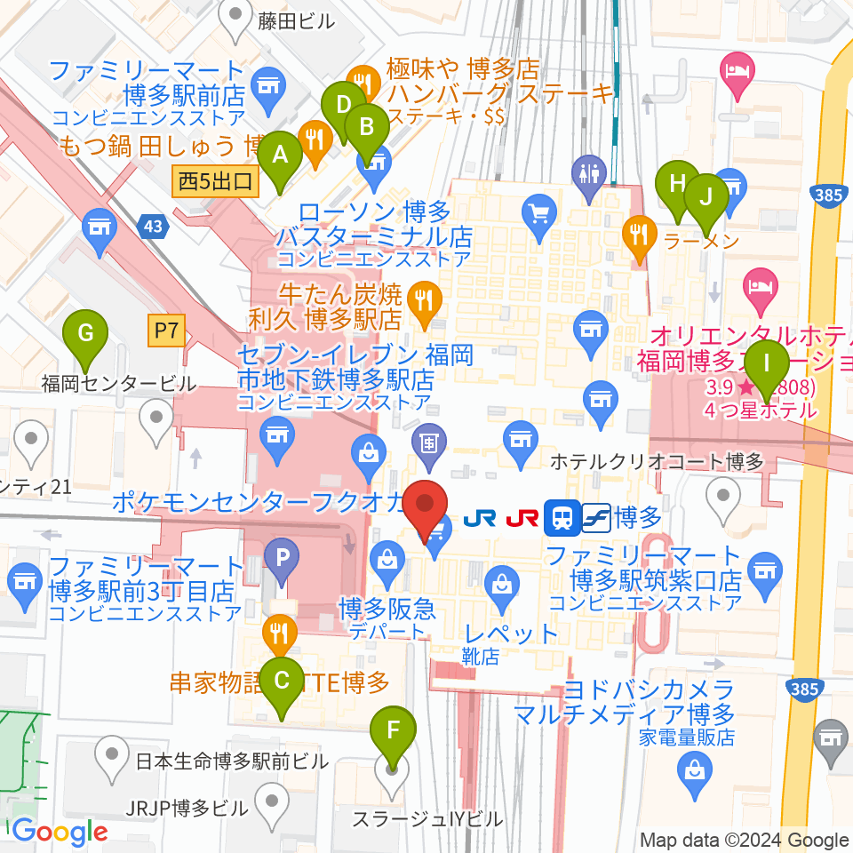 T・ジョイ博多周辺の駐車場・コインパーキング一覧地図