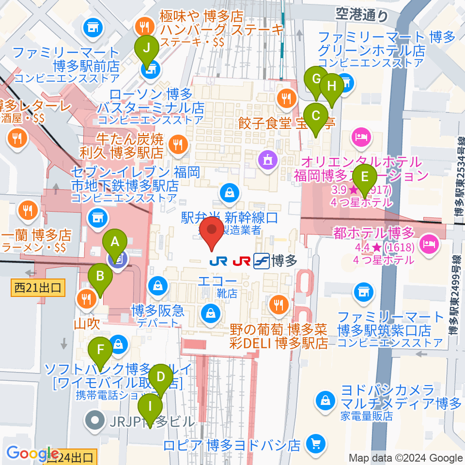 T・ジョイ博多周辺の駐車場・コインパーキング一覧地図