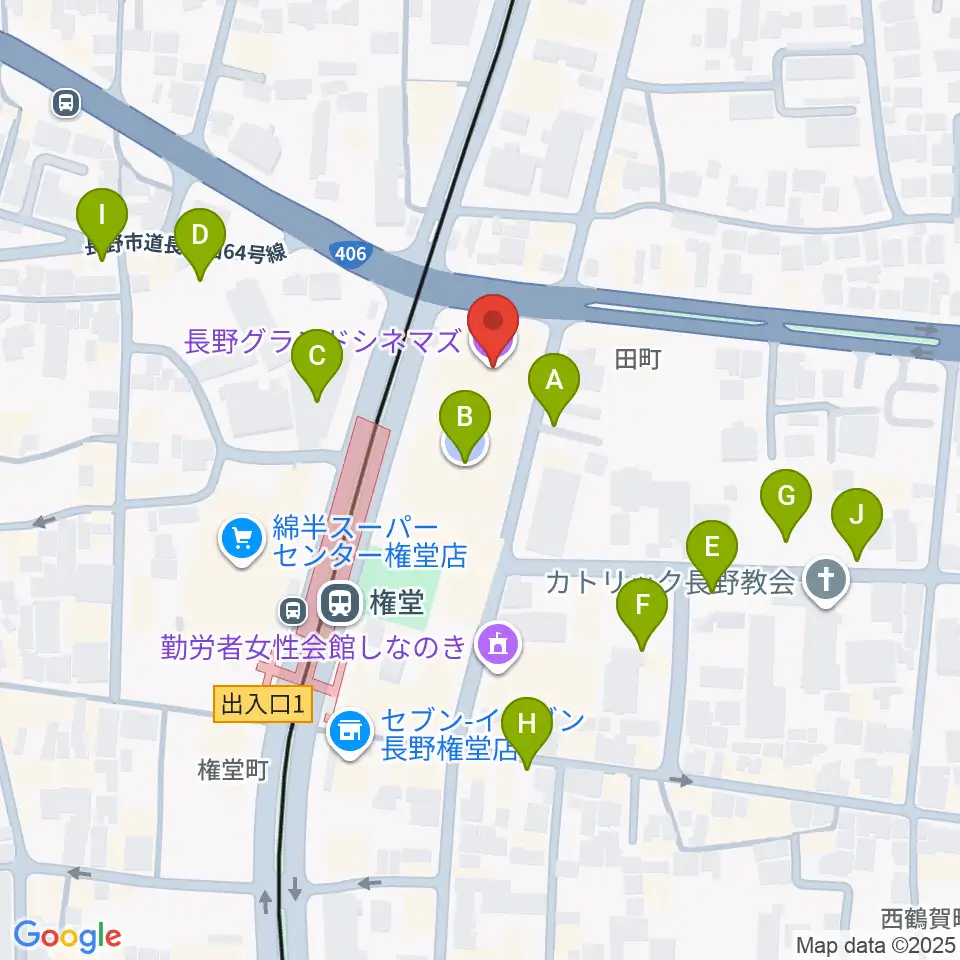 長野グランドシネマズ周辺の駐車場・コインパーキング一覧地図