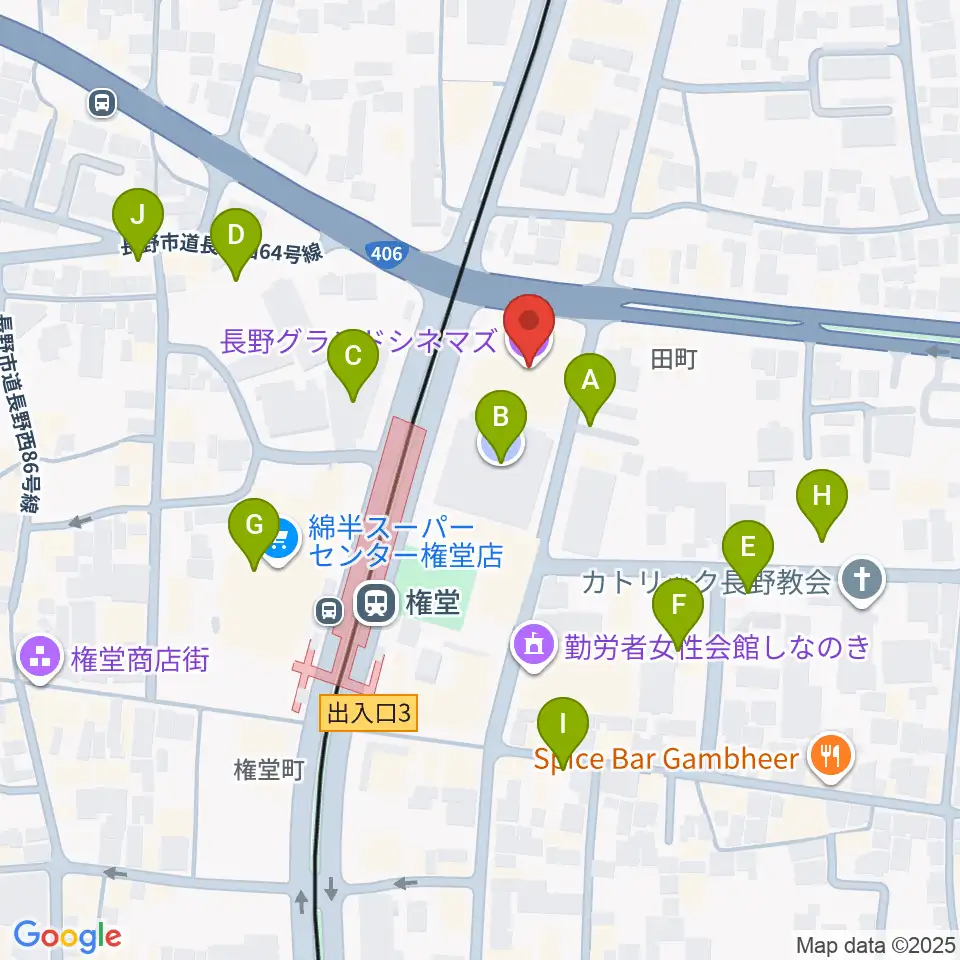 長野グランドシネマズ周辺の駐車場・コインパーキング一覧地図