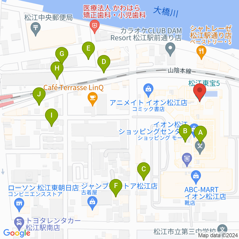 松江東宝5周辺の駐車場・コインパーキング一覧地図