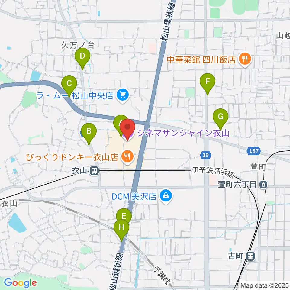 シネマサンシャイン衣山周辺の駐車場・コインパーキング一覧地図