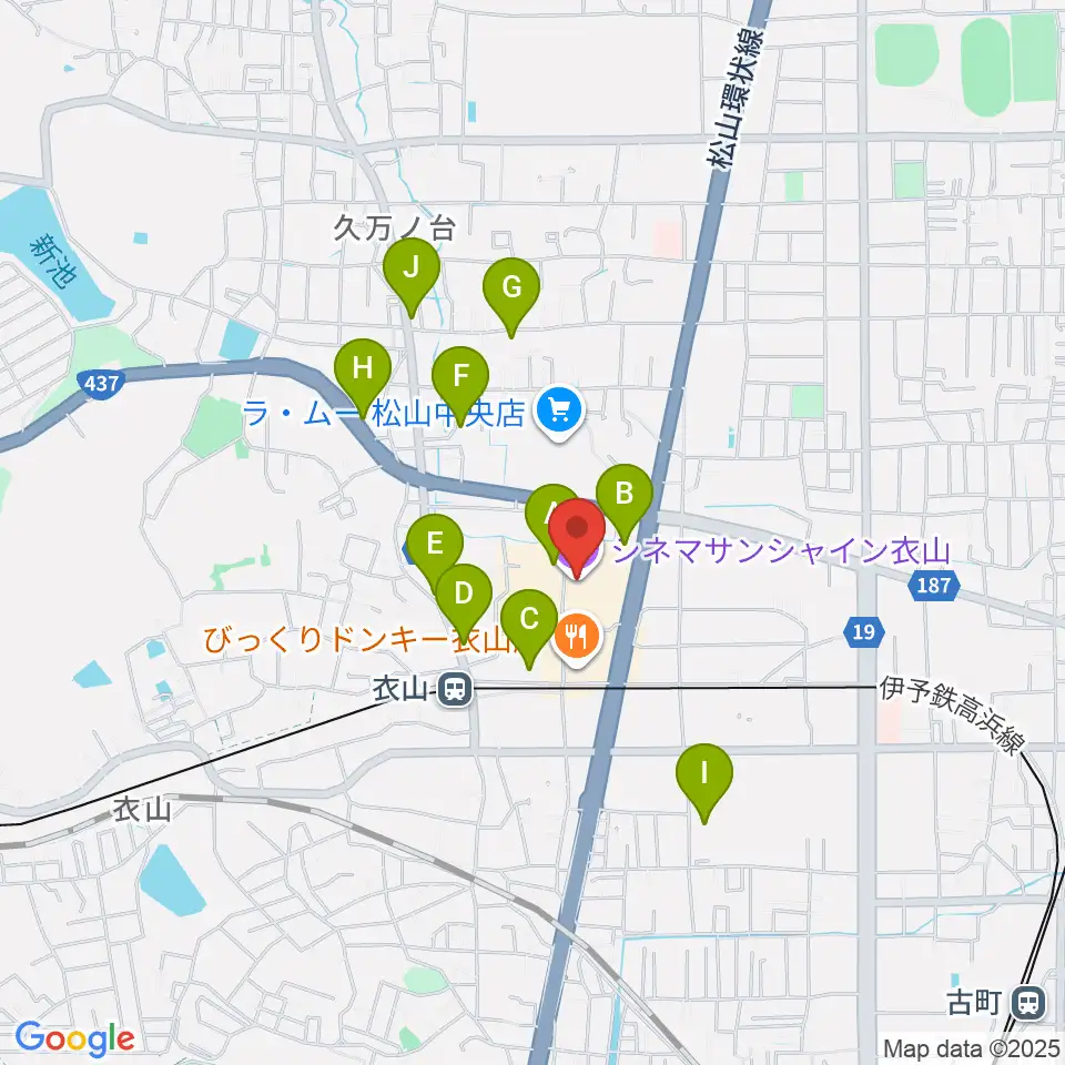 シネマサンシャイン衣山周辺の駐車場・コインパーキング一覧地図