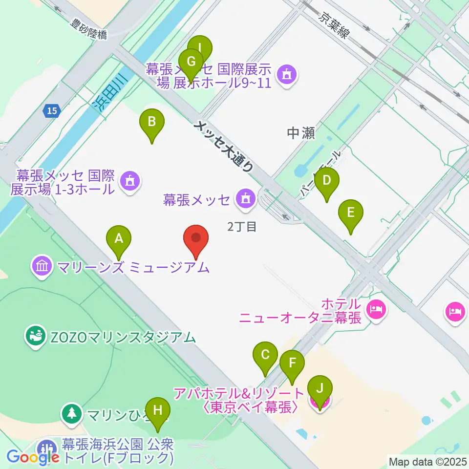 幕張メッセ 国際展示場1-8ホール周辺の駐車場・コインパーキング一覧地図