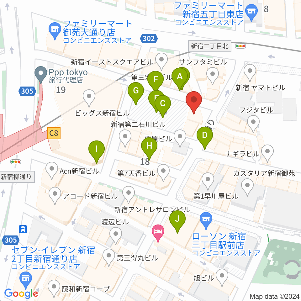 シャンソンの店Kuwa周辺の駐車場・コインパーキング一覧地図