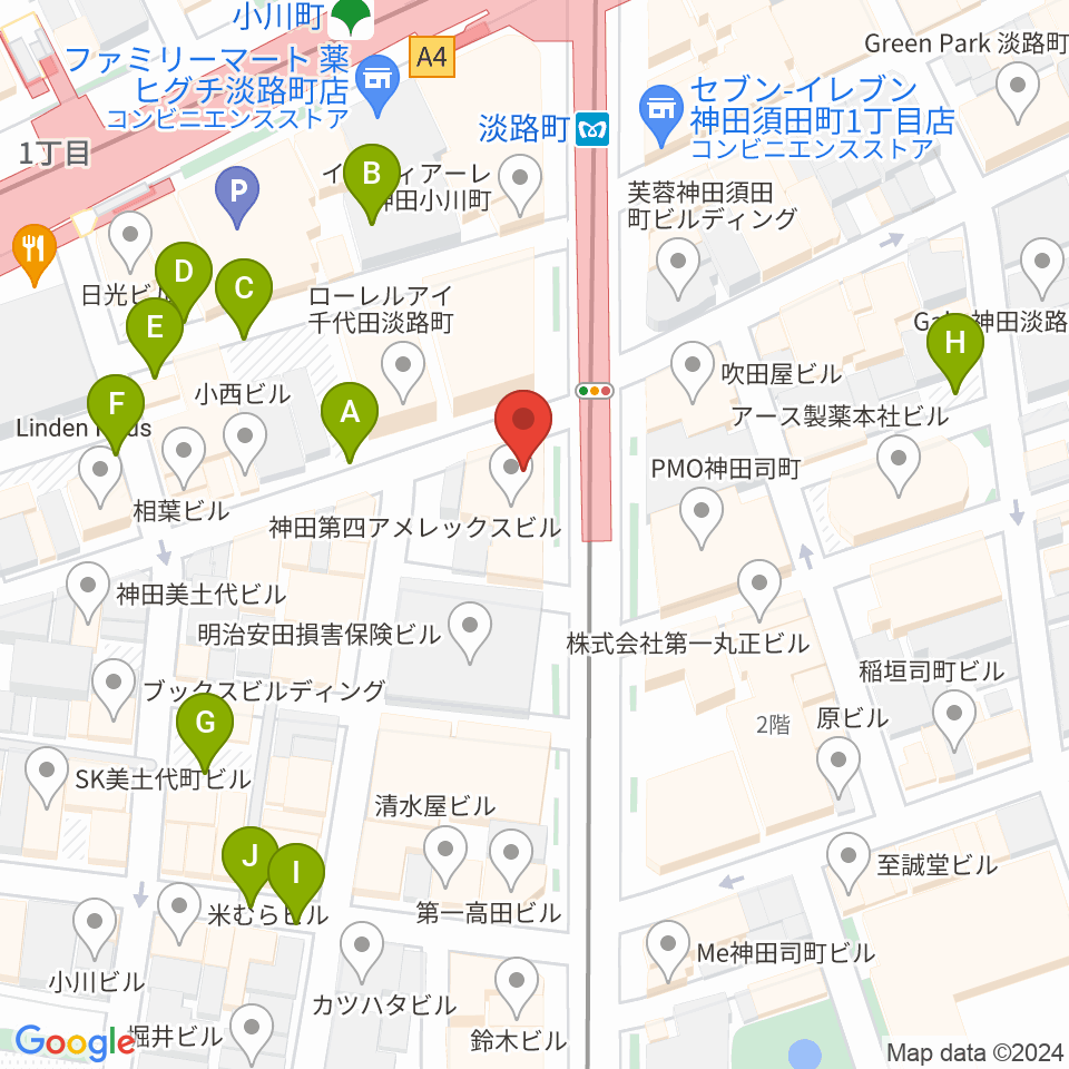 スタジオBPM周辺の駐車場・コインパーキング一覧地図
