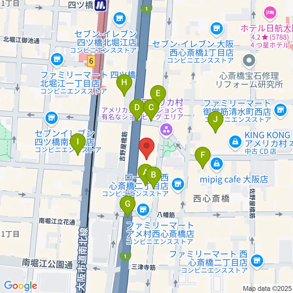 アメリカ村BEYOND周辺の駐車場・コインパーキング一覧地図