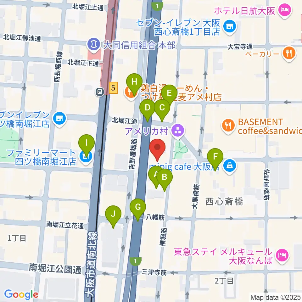 アメリカ村BEYOND周辺の駐車場・コインパーキング一覧地図