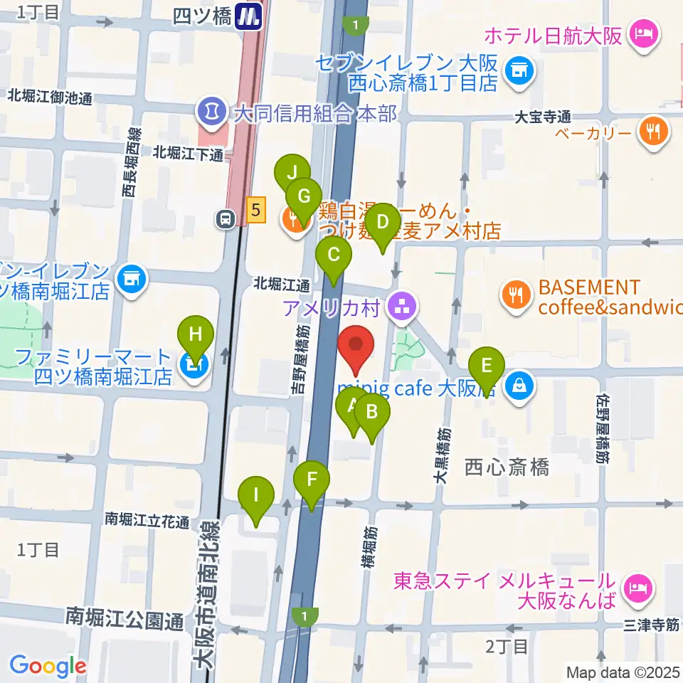 アメリカ村BEYOND周辺の駐車場・コインパーキング一覧地図