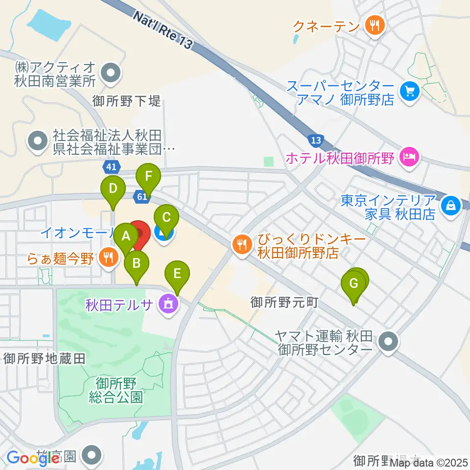 TOHOシネマズ秋田周辺の駐車場・コインパーキング一覧地図