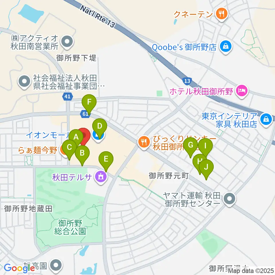 TOHOシネマズ秋田周辺の駐車場・コインパーキング一覧地図