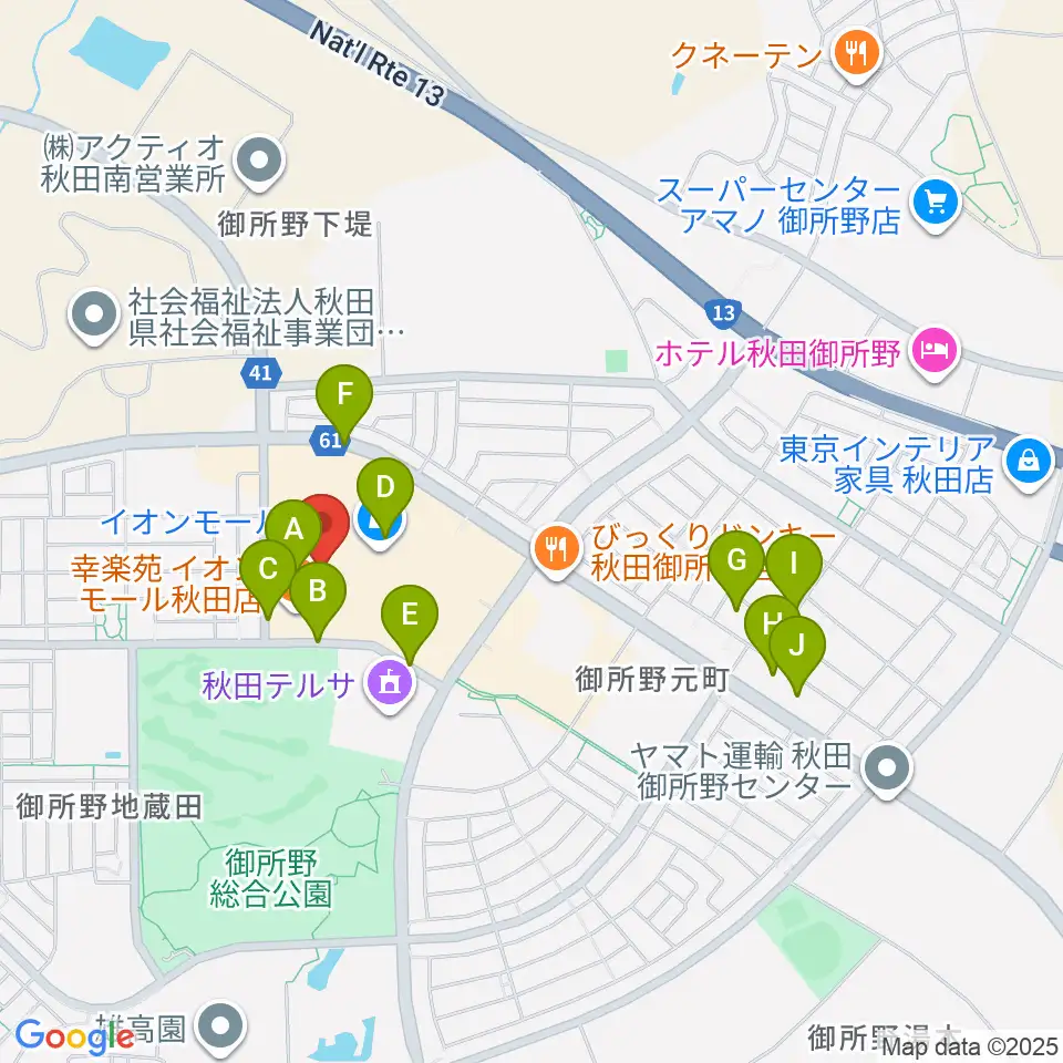 TOHOシネマズ秋田周辺の駐車場・コインパーキング一覧地図
