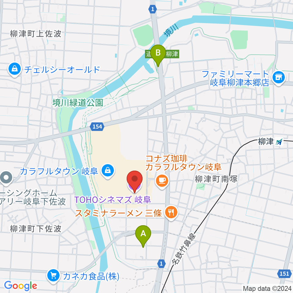 TOHOシネマズ岐阜周辺の駐車場・コインパーキング一覧地図