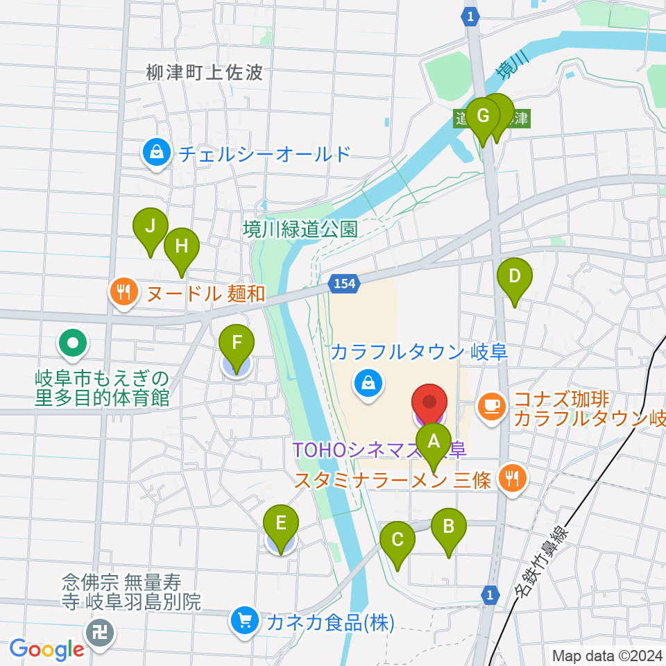 TOHOシネマズ岐阜周辺の駐車場・コインパーキング一覧地図