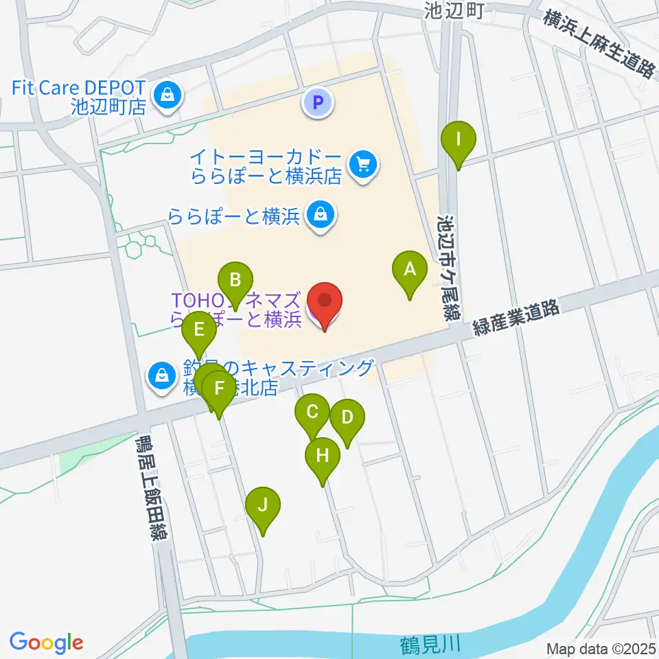 TOHOシネマズららぽーと横浜周辺の駐車場・コインパーキング一覧地図