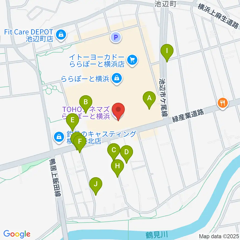 TOHOシネマズららぽーと横浜周辺の駐車場・コインパーキング一覧地図