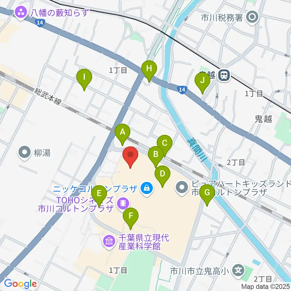 TOHOシネマズ市川コルトンプラザ周辺の駐車場・コインパーキング一覧地図