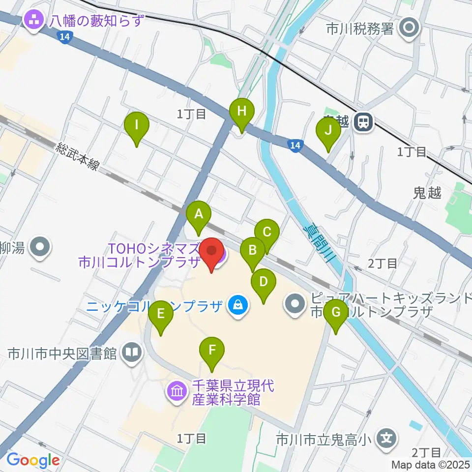 TOHOシネマズ市川コルトンプラザ周辺の駐車場・コインパーキング一覧地図